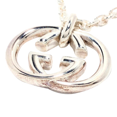 Silver Gucci Interlocking G Pendant Necklace - Designer Revival
