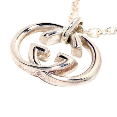 Silver Gucci Interlocking G Pendant Necklace - Designer Revival