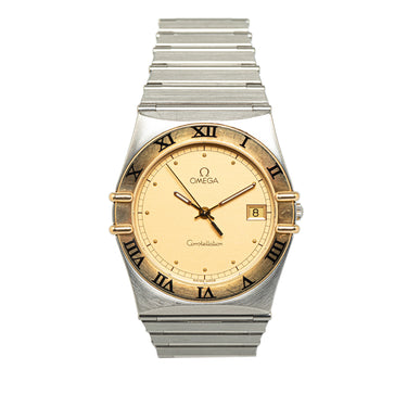 Gold OMEGA Quartz Stainless Steel and 18K Yellow Gold Constellation Watch