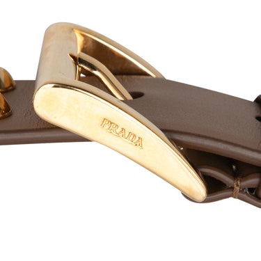 Brown Prada Studded Leather Belt - Designer Revival