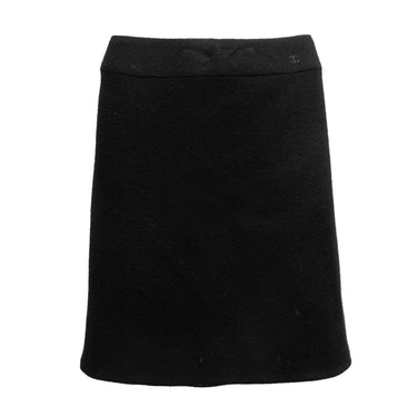 Vintage Black Chanel Fall/Winter 2003 Wool Skirt Size FR 46 - Designer Revival