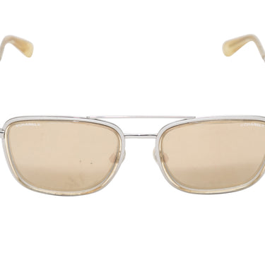 Silver-Tone Chanel Aviator Sunglasses - Designer Revival