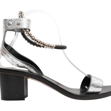 Silver & Black Isabel Marant Jaeryn Crystal-Embellished Sandals Size 37 - Designer Revival