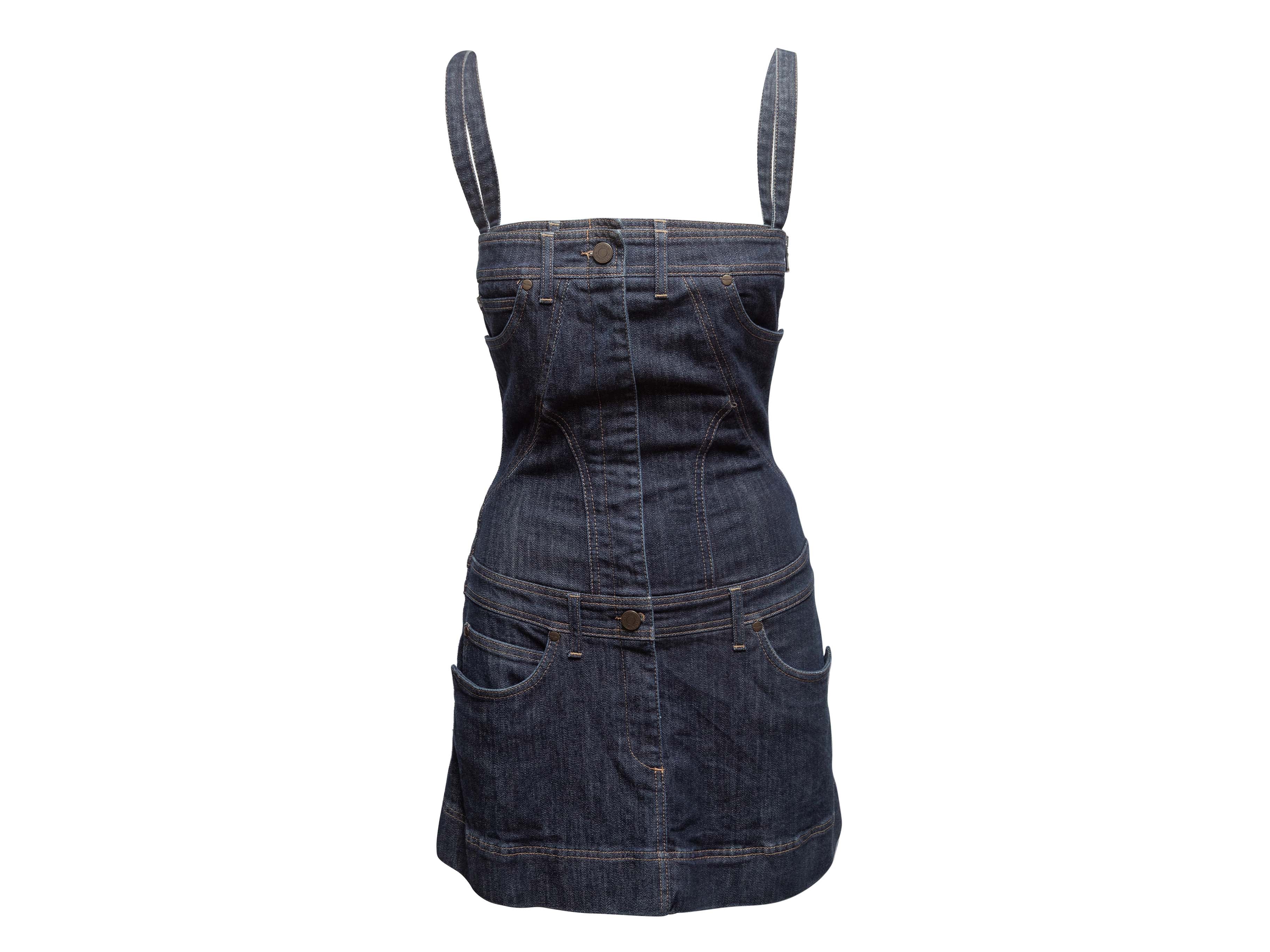 denim dress ebay Vintage Denim Dress Womens Large Button Front Shirt Dress 90s Y2K Minimal Modest