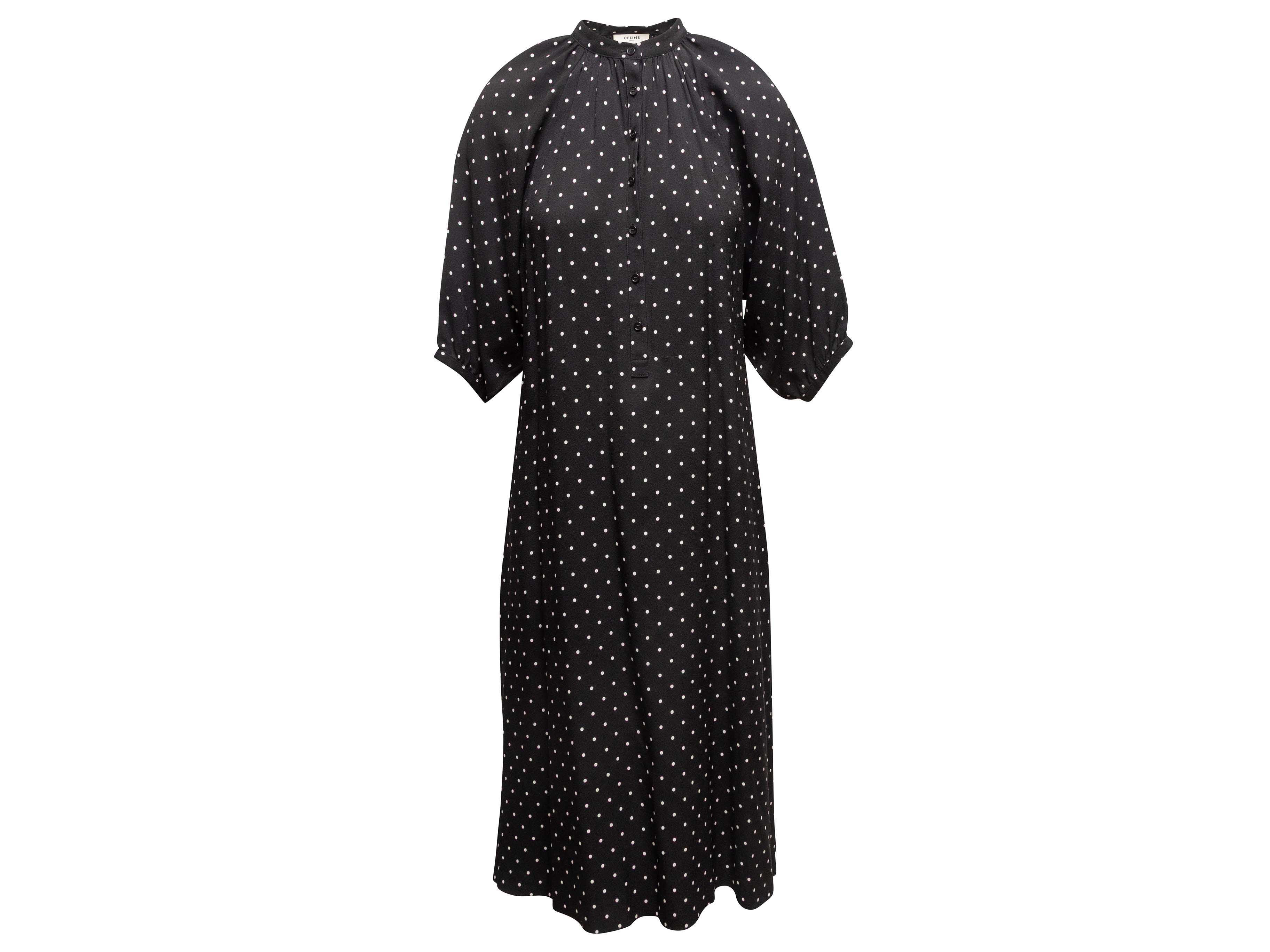 S / Black Black & White Celine Polka Dot Dress Size FR 40