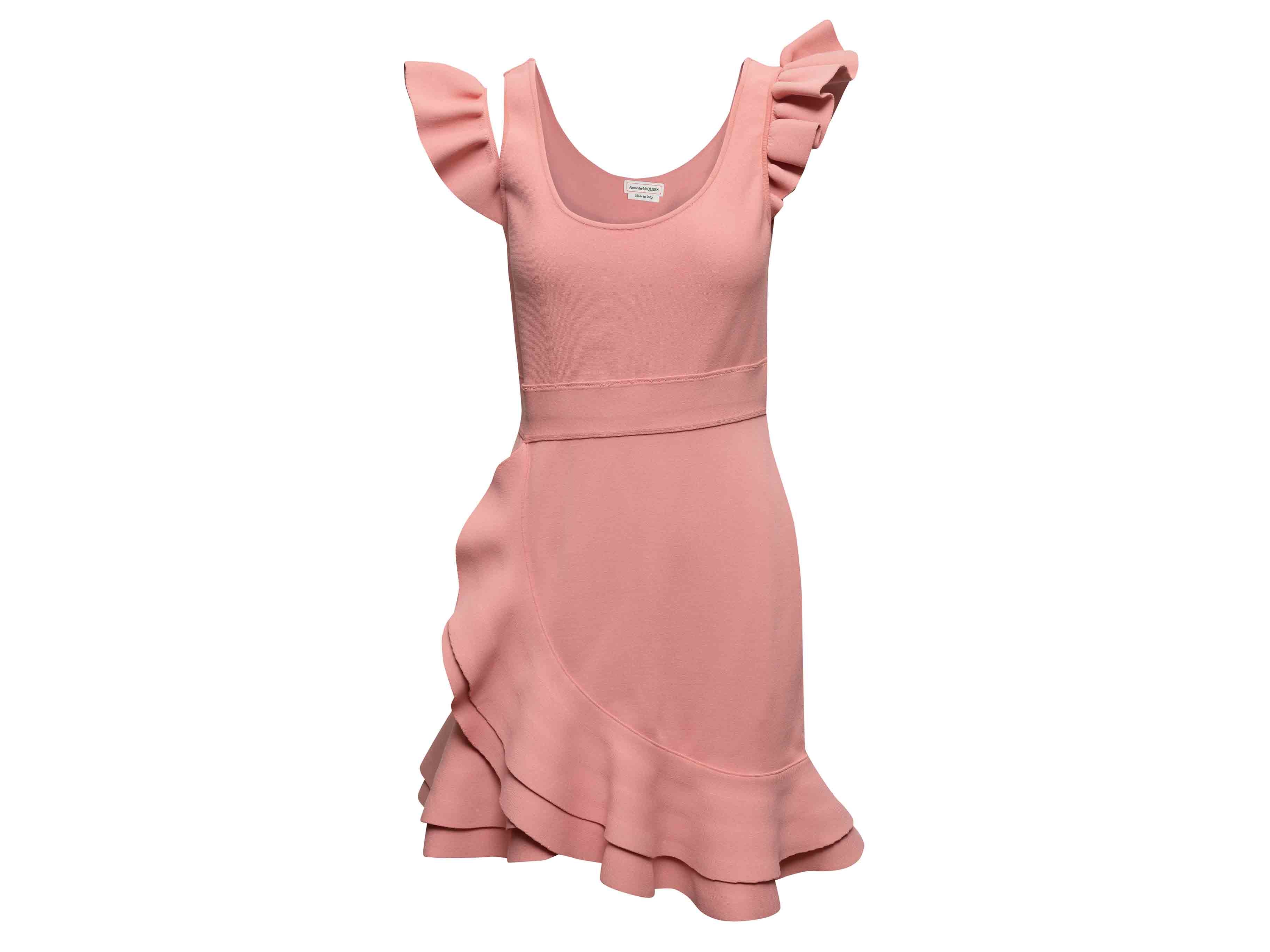 Alexander McQueen Compact Knit Mini Ruffle Dress, M / Pink Alexander McQueen Compact Knit Mini Ruffle Dress, M / Pink
