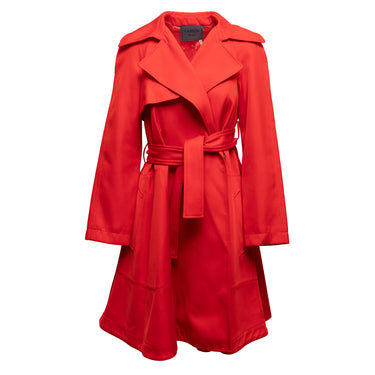 Red Lanvin Spring/Summer 2014 Belted Trench Coat Size FR 36