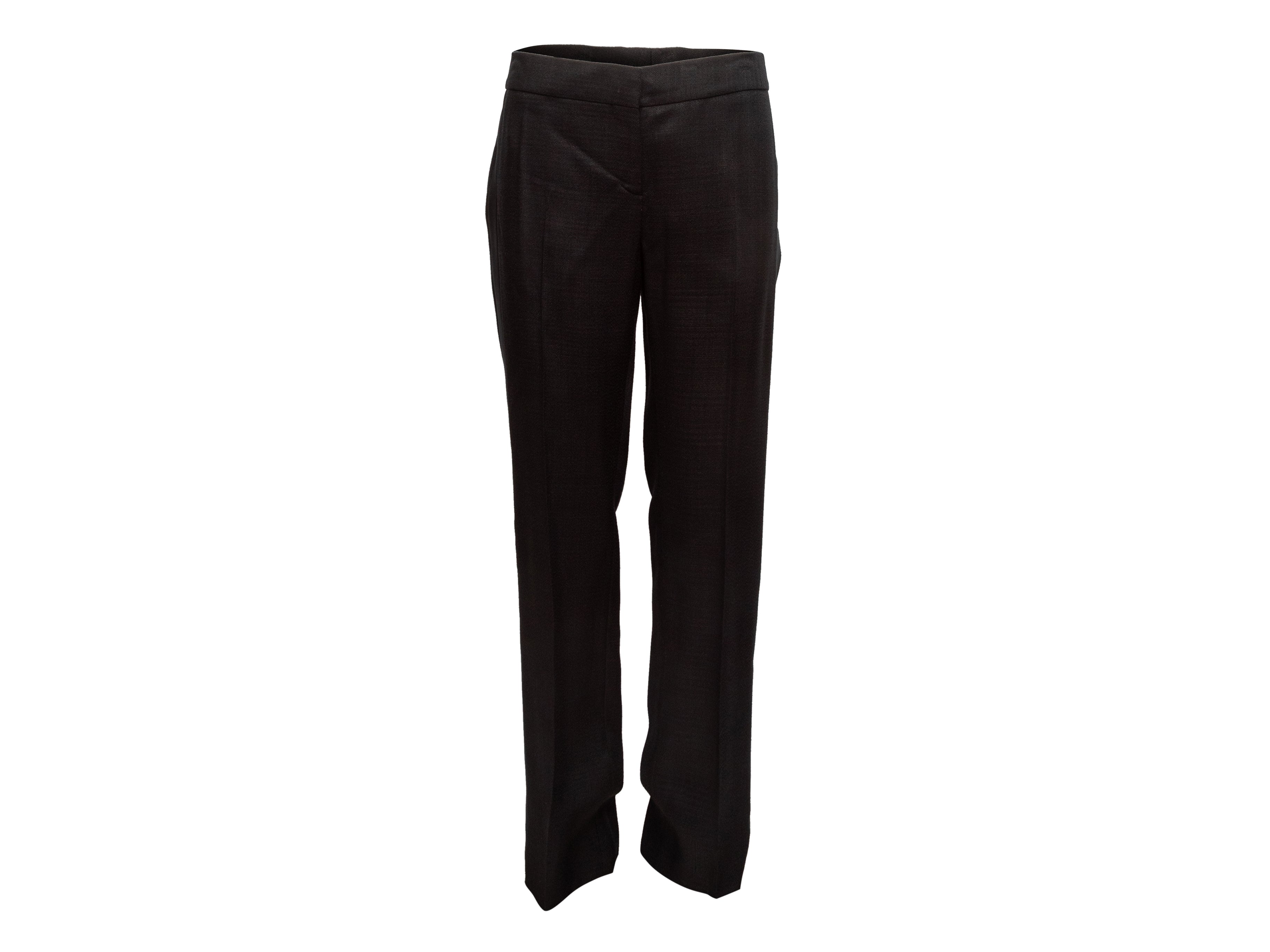 Black Tom Ford Linen Straight-Leg Trousers Size EU 40 – Designer