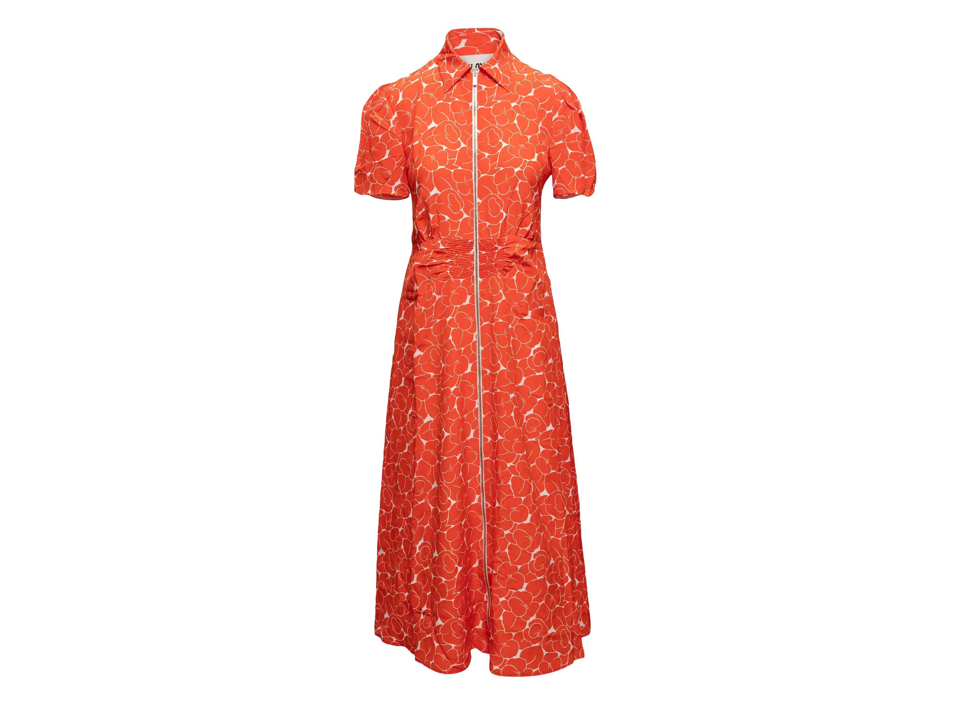 Orange & White Miu Miu Floral Print Maxi Dress Size US S - Designer Revival Orange & White Miu Miu Floral Print Maxi Dress Size US S - Designer Revival