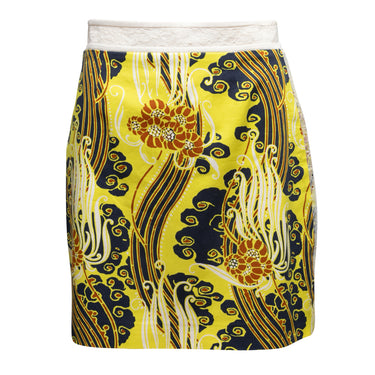 Yellow & Multicolor Roberto Cavalli Abstract Print Skirt Size IT 42