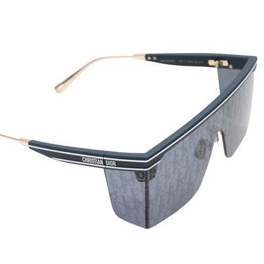 Navy Christian Dior Logo Shield Sunglasses - Designer Revival