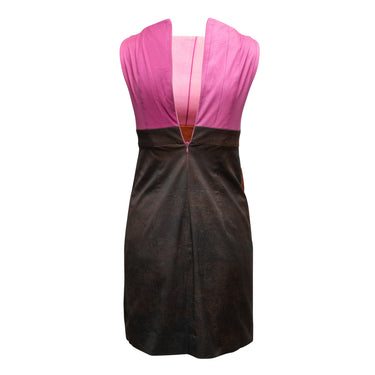 Pink & Brown Akris Sleeveless Color Block Dress Size US 2 - Designer Revival