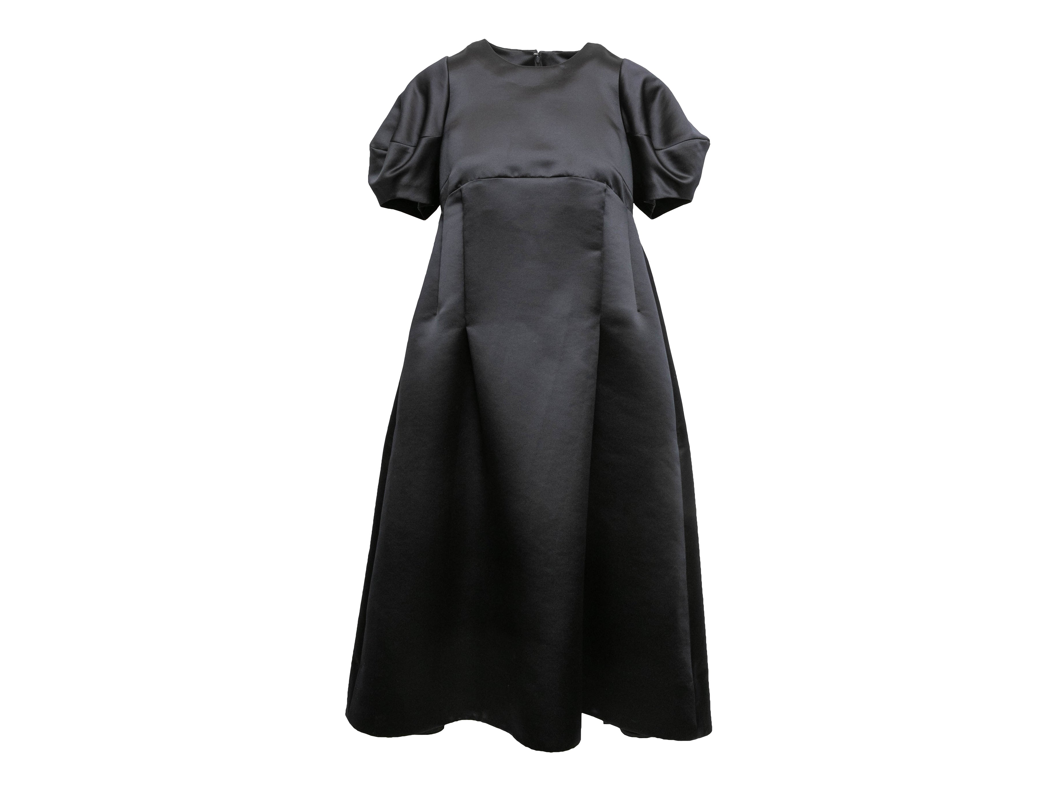 Black Comme Des Garcons Puff Sleeve Satin Dress Size US S - Designer Revival