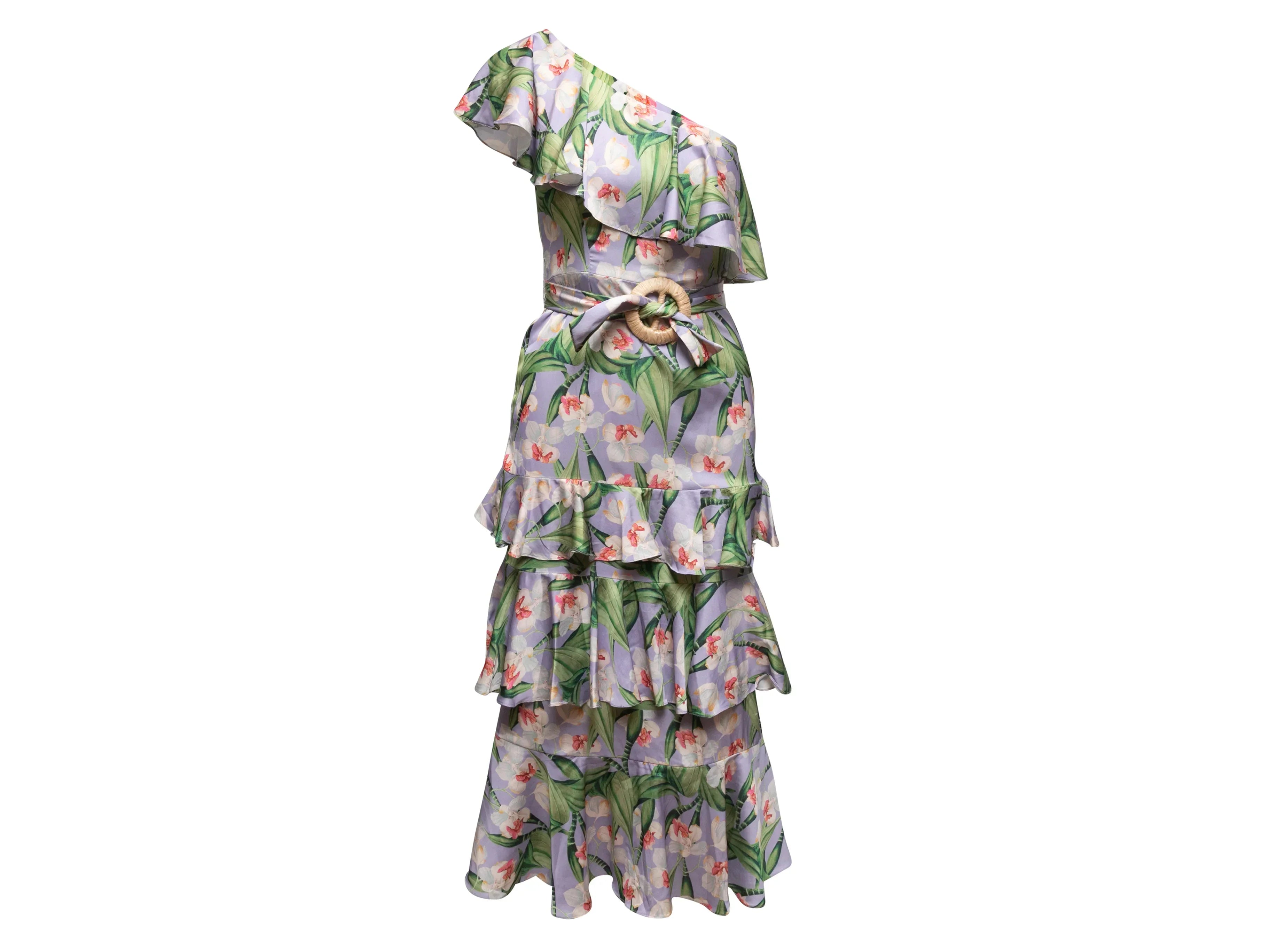 Lilac & Multicolor Patbo One-Shoulder Floral Print Dress Size US 0 - Designer Revival Lilac & Multicolor Patbo One-Shoulder Floral Print Dress Size US 0 - Designer Revival