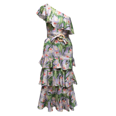 Lilac & Multicolor Patbo One-Shoulder Floral Print Dress Size US 0