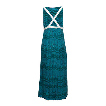 Teal & Multicolor Wales Bonner Virgin Wool-Blend Knit Dress Size US L - Designer Revival