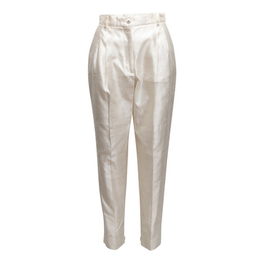 White Dolce & Gabbana Silk Tapered Trousers Size IT 44 - Designer Revival