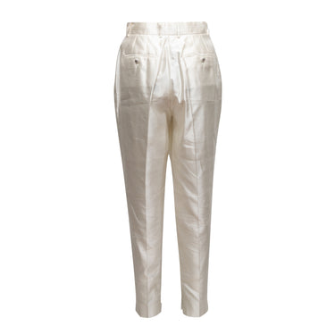 White Dolce & Gabbana Silk Tapered Trousers Size IT 44 - Designer Revival