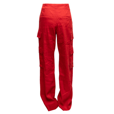 Red Alice + Olivia Linen Cargo Pants Size US 8 - Designer Revival