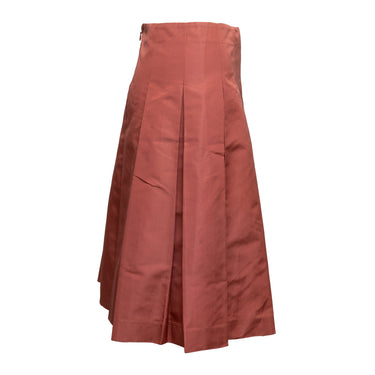 Salmon Prada Silk Pleated Skirt Size IT 38 - Designer Revival