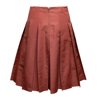 Salmon Prada Silk Pleated Skirt Size IT 38 - Designer Revival