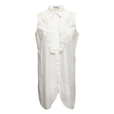 White Prada Sleeveless Button-Up Dress Size IT 46