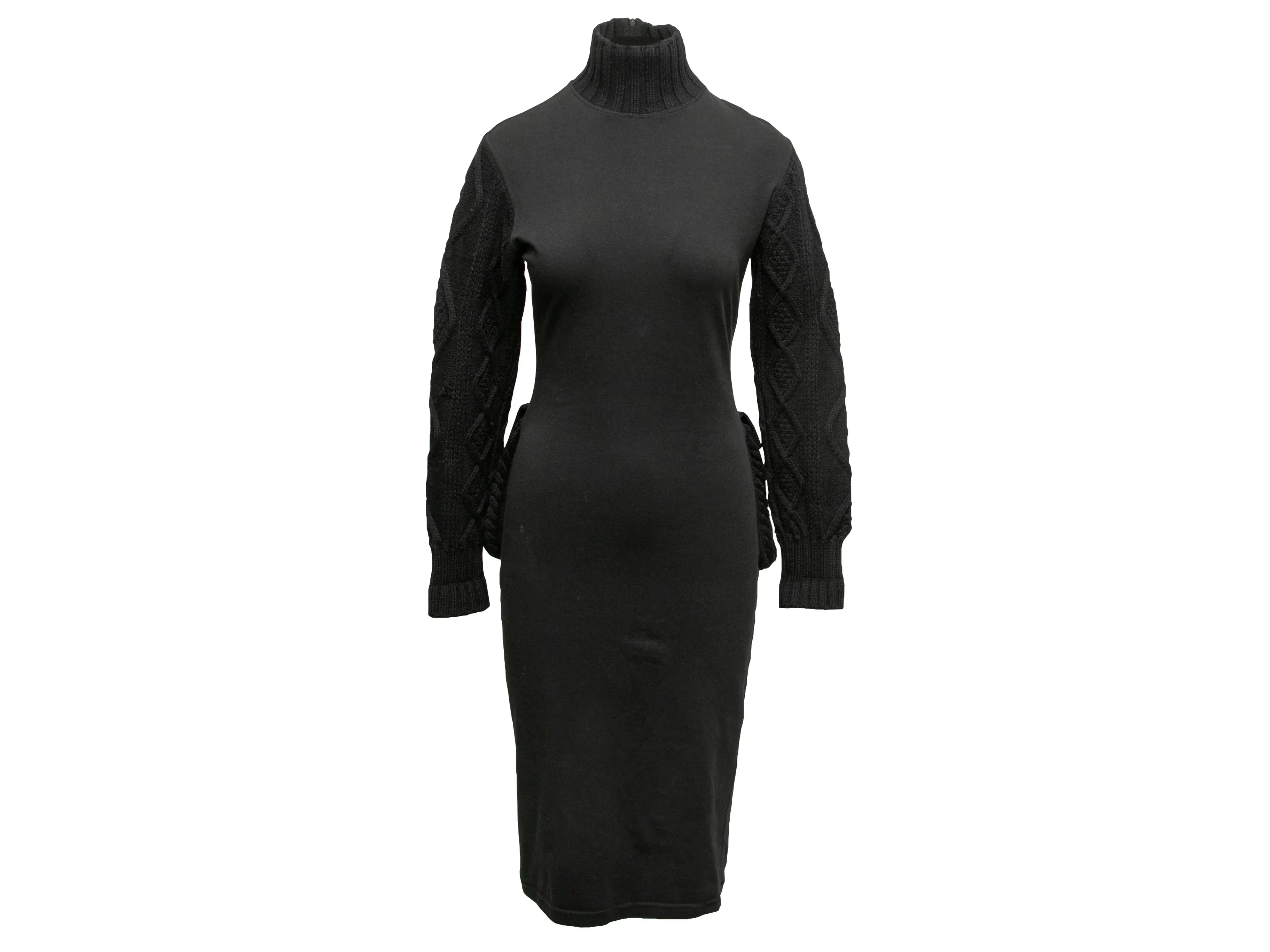 Vintage Black Jean Paul Gaultier Maille Wool-Blend Sweater Dress Size IT 42 Vintage Black Jean Paul Gaultier Maille Wool-Blend Sweater Dress Size IT 42