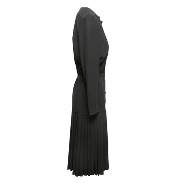 Vintage Black Valentino Boutique Pleated Long Sleeve Dress Size US M