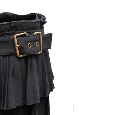 Black Alexander McQueen Pleated Buckle Mini Skirt Size IT 38 - Designer Revival