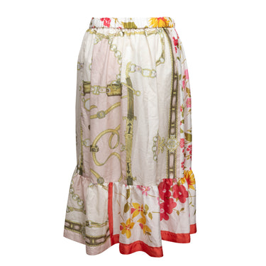 White & Multicolor Comme Des Garcons Girl Floral Print Skirt Size US M