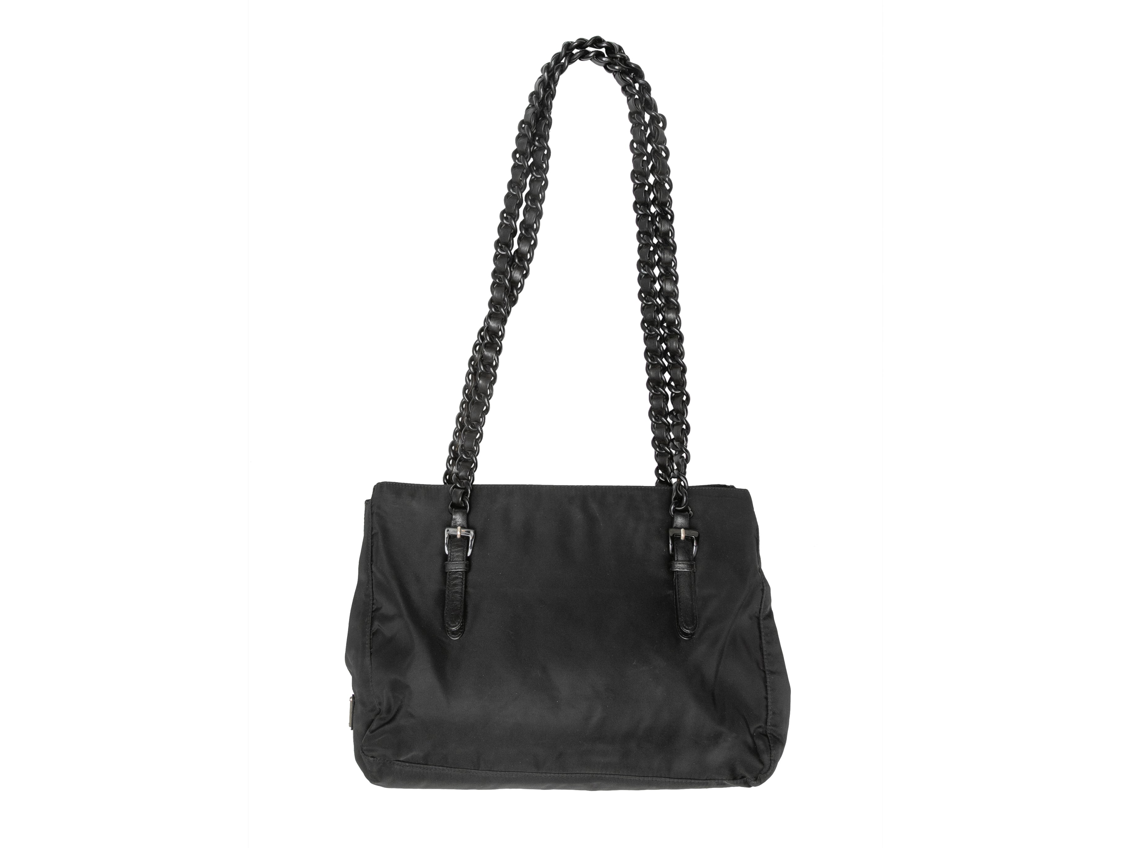 Prada Authentic Vintage Acrylic Chain Black Nylon Shoulder Bag