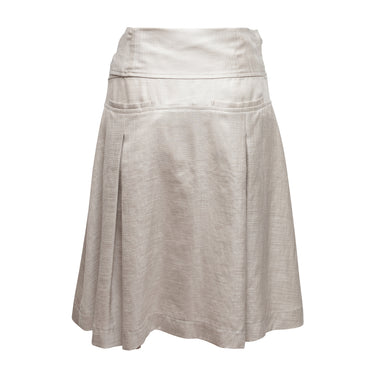 Grey Issey Miyake Linen Pleated Skirt Size US 6 - Designer Revival