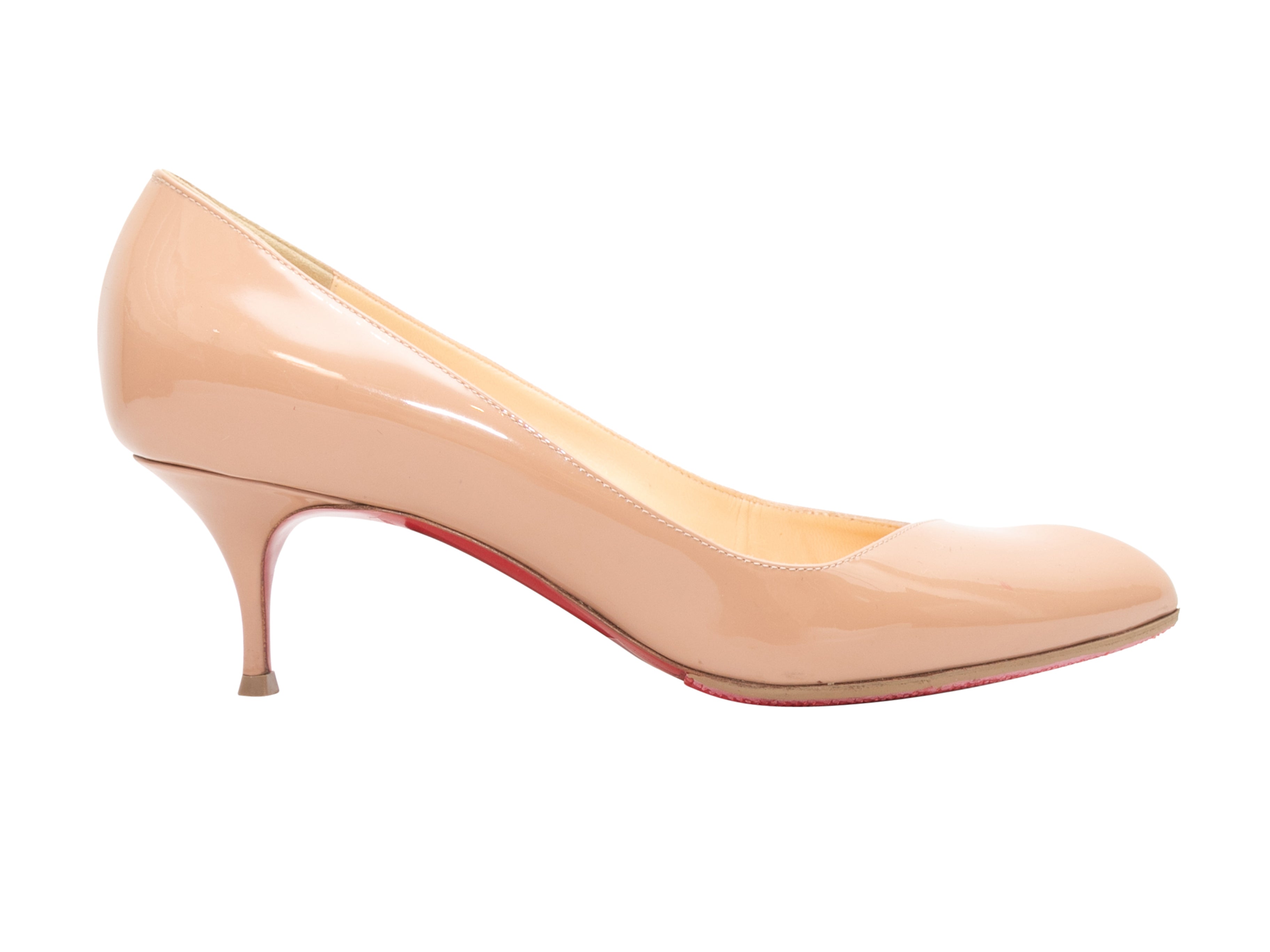 Christian Louboutin - Authenticated Heel - Patent Leather Beige Plain for Women, Very Good Condition