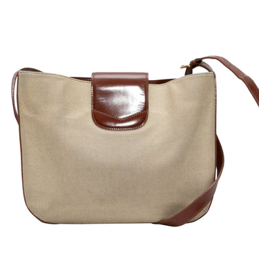 Beige & Brown Bally Canvas Shoulder Bag