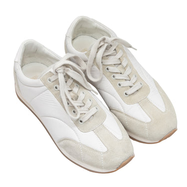 White Toteme Leather & Suede Low-Top Sneakers Size 39 - Designer Revival
