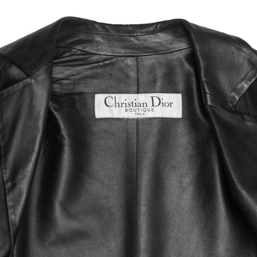 Black Christian Dior Leather-Trimmed Jacket Size US S/M - Designer Revival
