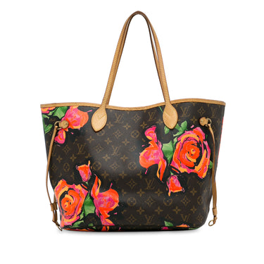 Brown Louis Vuitton Monogram Roses Neverfull MM Tote Bag - Designer Revival
