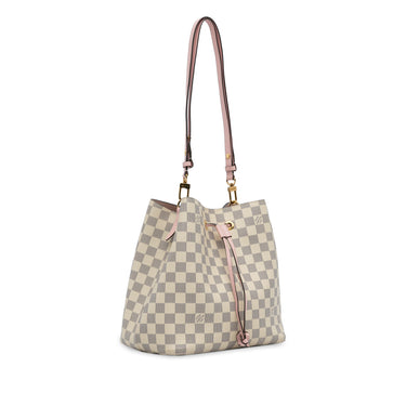 White Louis Vuitton Damier Azur Neonoe Bucket Bag - Designer Revival
