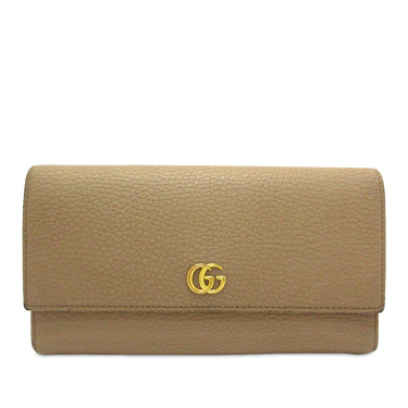Brown Gucci GG Marmont Continental Leather Long Wallet