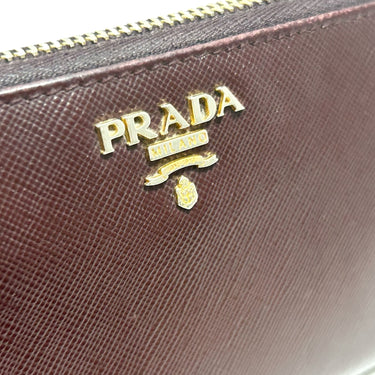 Brown Prada Saffiano Zip Around Long Wallet - Designer Revival