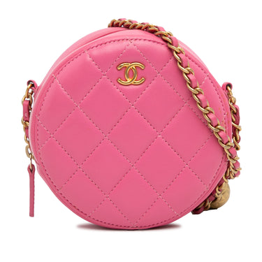 Pink Chanel Quilted Lambskin Round As Earth Crossbody