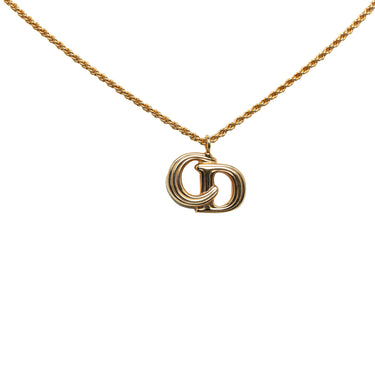 Gold Dior CD Logo Pendant Necklace