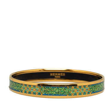 Green Hermès Narrow Enamel Bangle Costume Bracelet