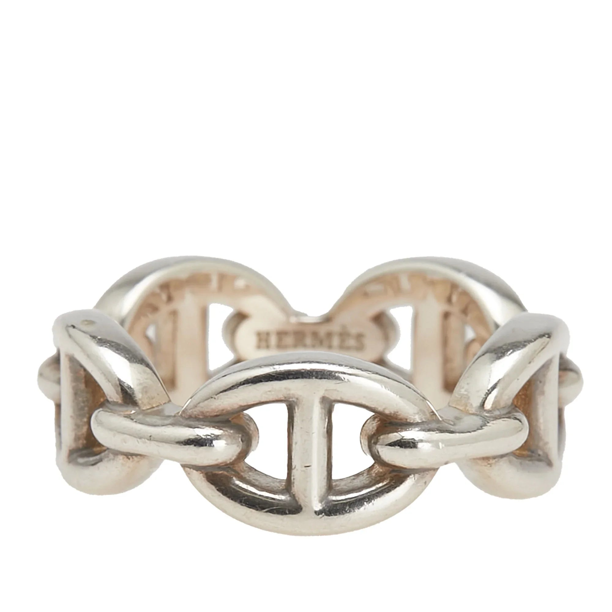 Silver Hermès Sterling Silver Chaine d'Ancre Enchainee Ring