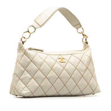 White Chanel CC Wild Stitch Surpique Hobo Shoulder Bag - Designer Revival