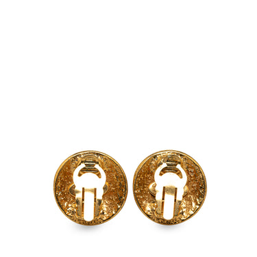 Gold Chanel CC Clip On Earrings Costume Bracelet