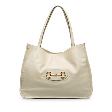 White Gucci Horsebit 1995 Leather Tote Bag