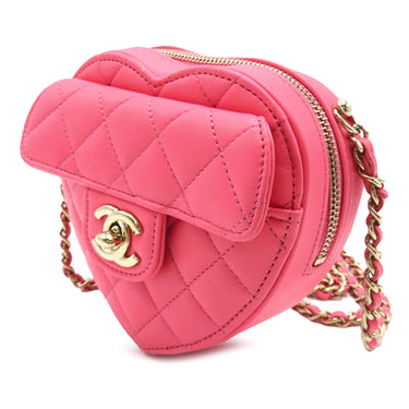 Pink Chanel Mini Lambskin CC in Love Heart Crossbody