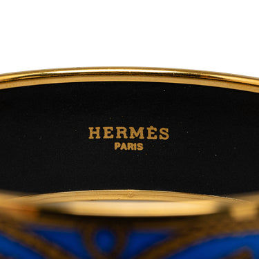 Gold Hermès Grand Apparat Wide Enamel Bracelet