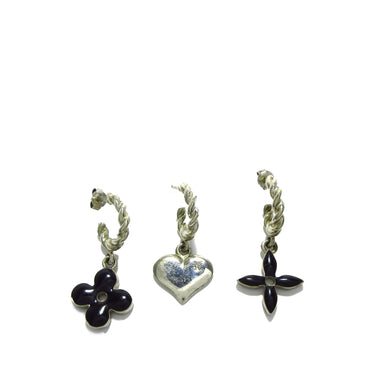 Silver Louis Vuitton Three Piece Set Sweet Monogram Earrings